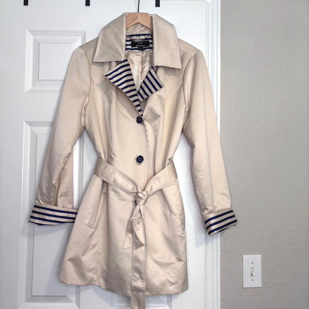 dennis by dennis basso Women's Old Money French Style Silky Trench Jacket  Sz M
